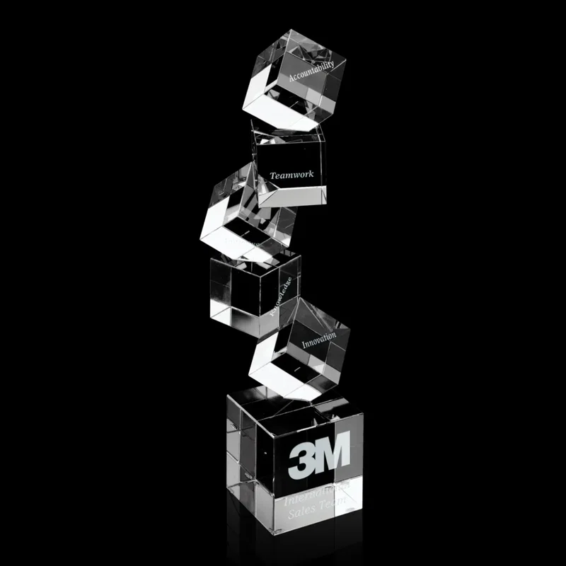 Custom Stacked Crystal Logo Award β view 1