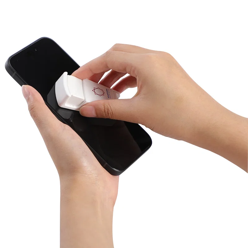Top-down view of the Alliance Phone Stand's screen cleaner surface
