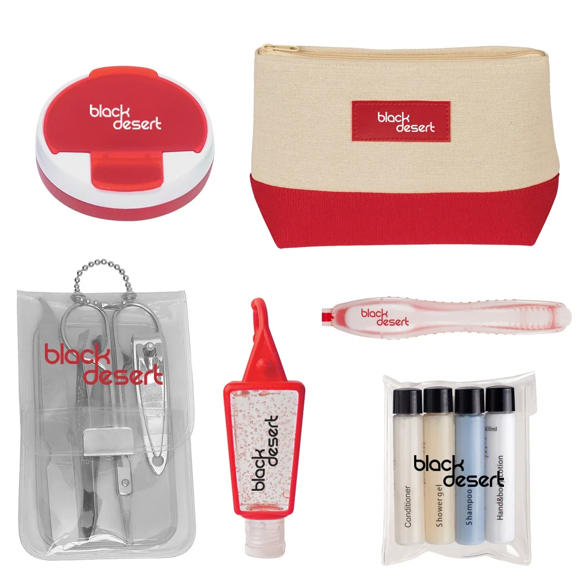 Travel set shown closed and ready to pack