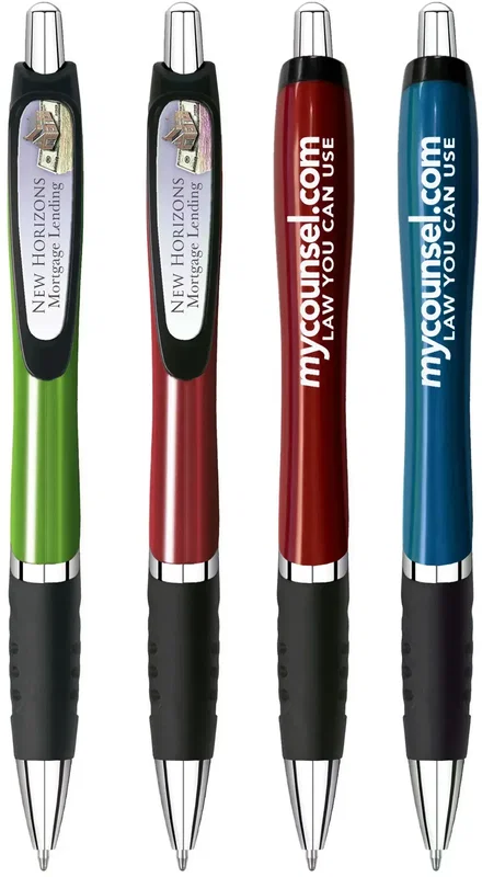 Allure Custom Gripped Retractable Pen with Epoxy Dome Clip for Logo Imprint — view 1