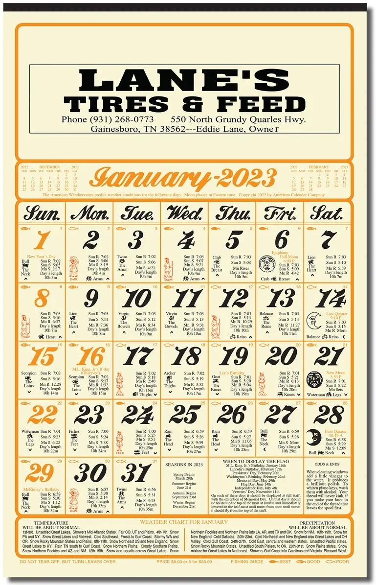 Almanac Calendar (11" x 17")