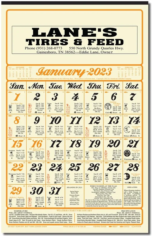 Almanac Calendar (11" x 17")