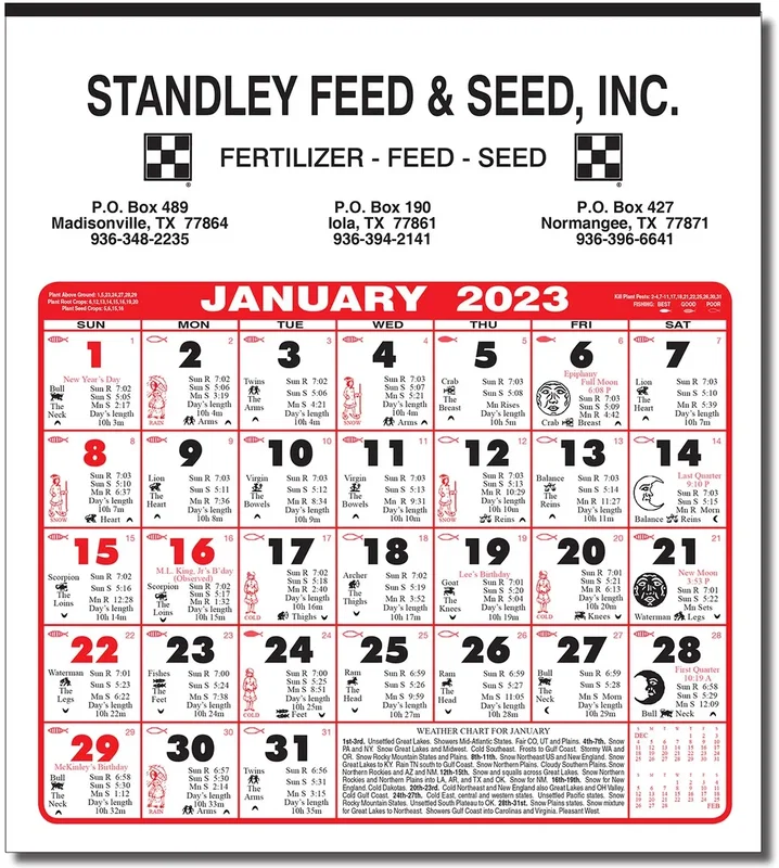 6 Sheet Montly Almanac Calendar — view 2