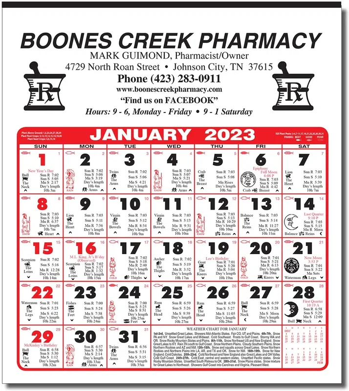 6 Sheet Montly Almanac Calendar — view 3