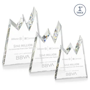 Optical Crystal Award with Chiseled Jagged Mountain Peaks