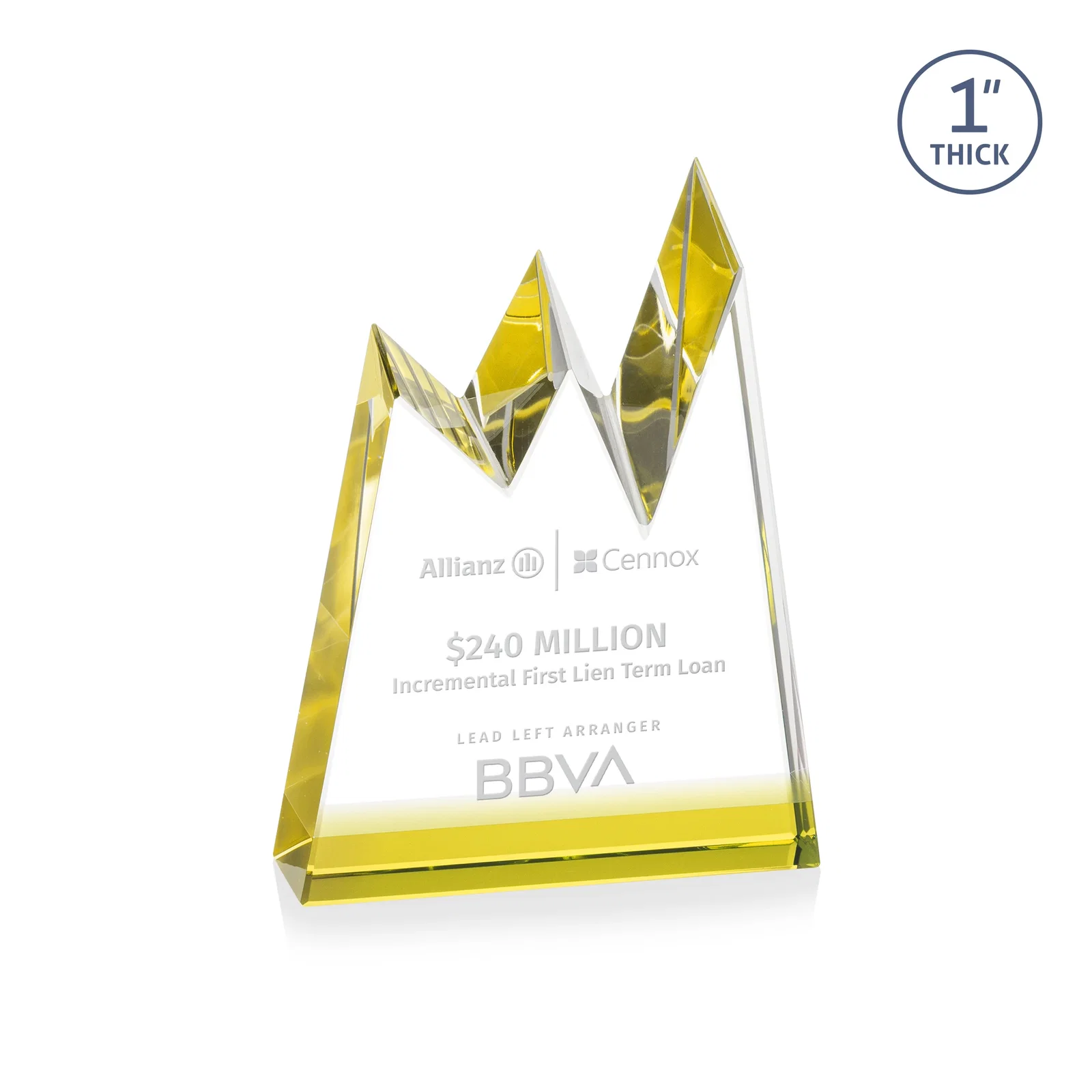 Custom Optical Crystal Award with Chiseled Jagged Mountain Peaks, awards for dealer and partner awards