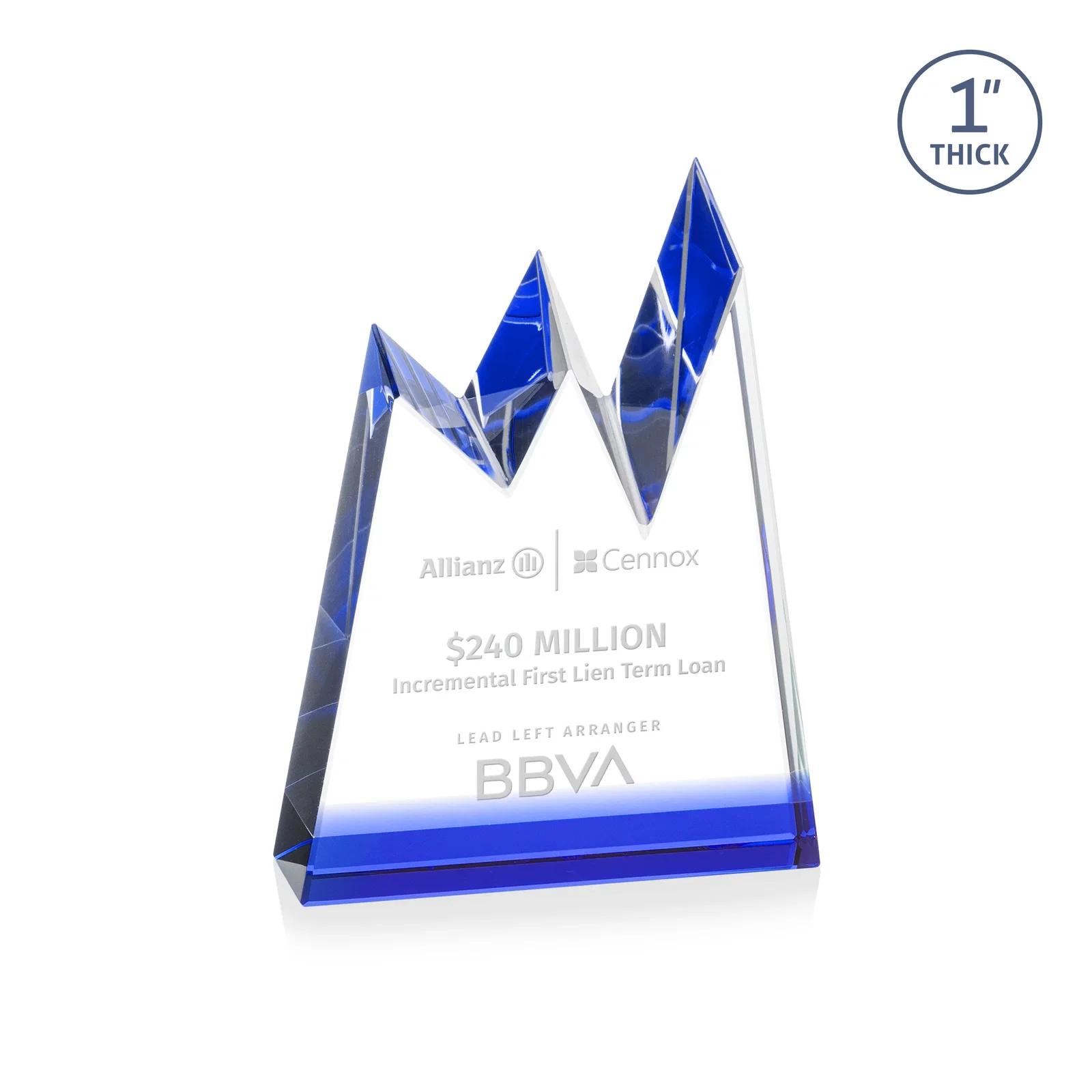 Personalized Optical Crystal Award with Chiseled Jagged Mountain Peaks, awards for service anniversary gifts