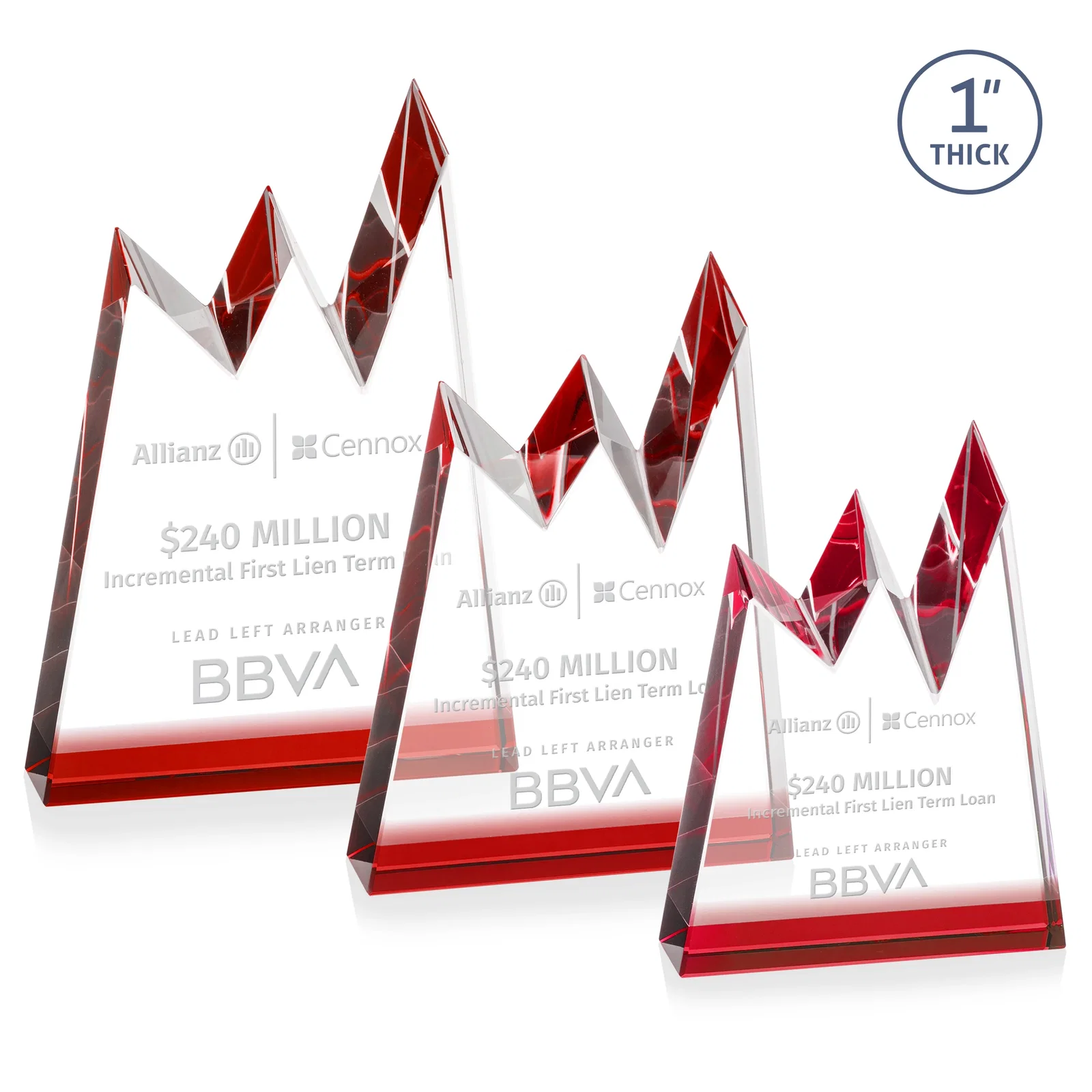 Personalized Optical Crystal Award with Chiseled Jagged Mountain Peaks, awards for team milestone celebrations