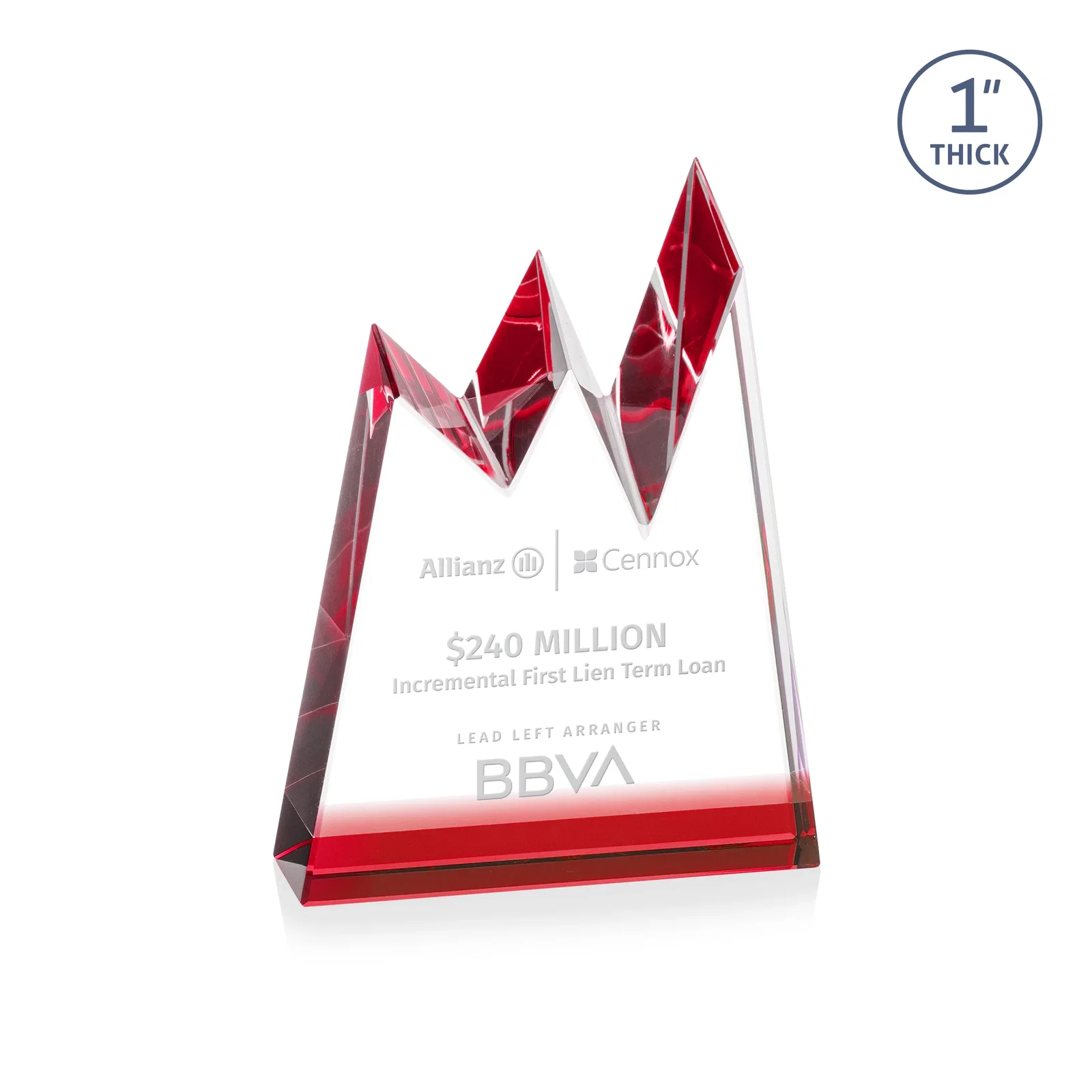 Personalized Optical Crystal Award with Chiseled Jagged Mountain Peaks, awards for donor appreciation