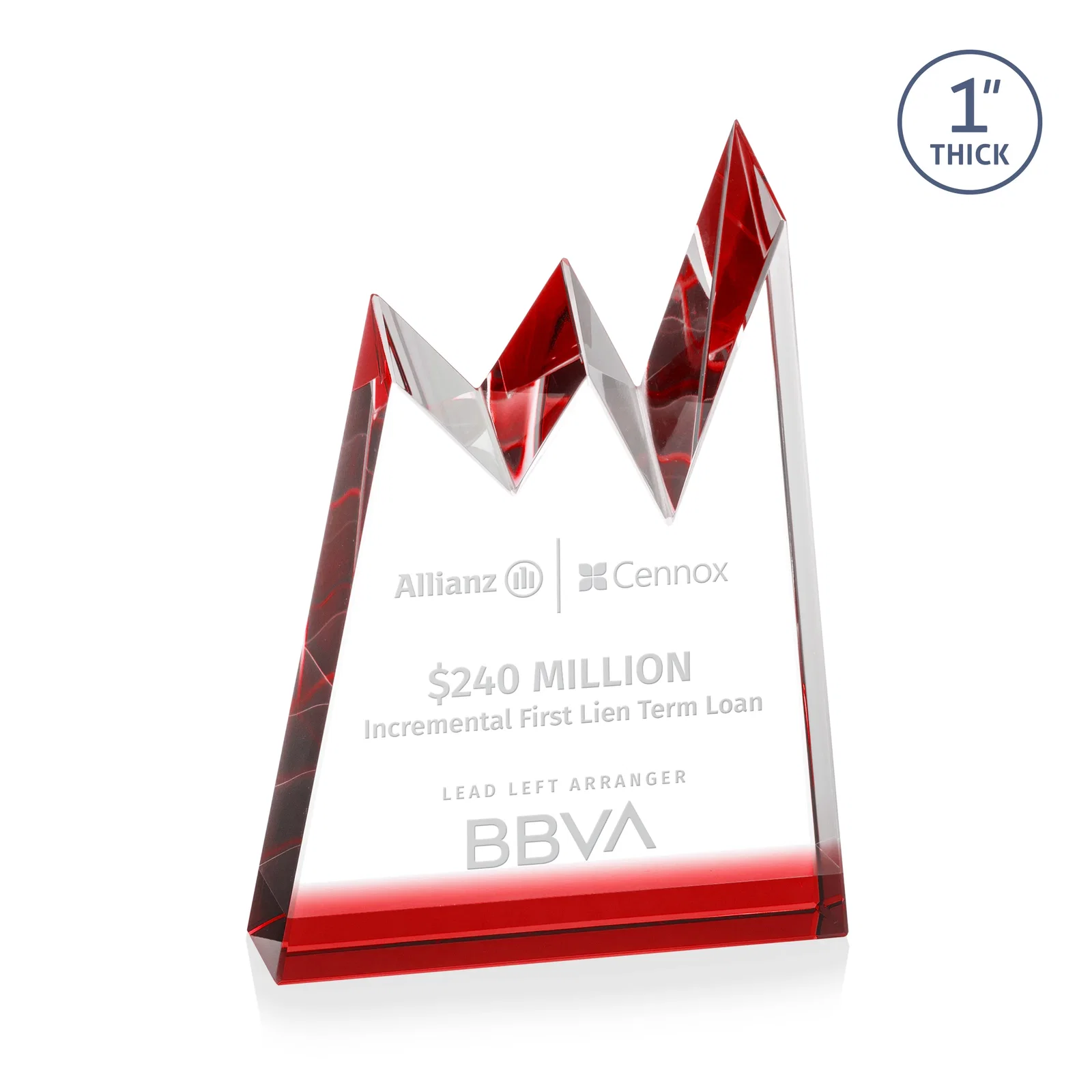 Personalized Optical Crystal Award with Chiseled Jagged Mountain Peaks, awards for graduation ceremonies