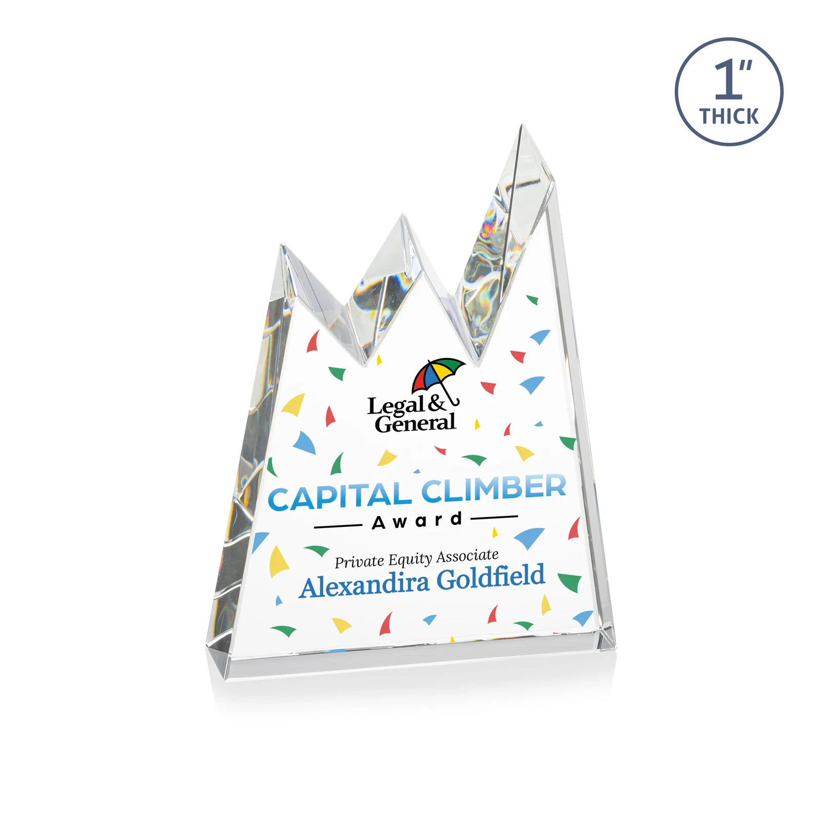 Personalized Optical Crystal Award with Chiseled Jagged Mountain Peaks, awards for dealer and partner awards