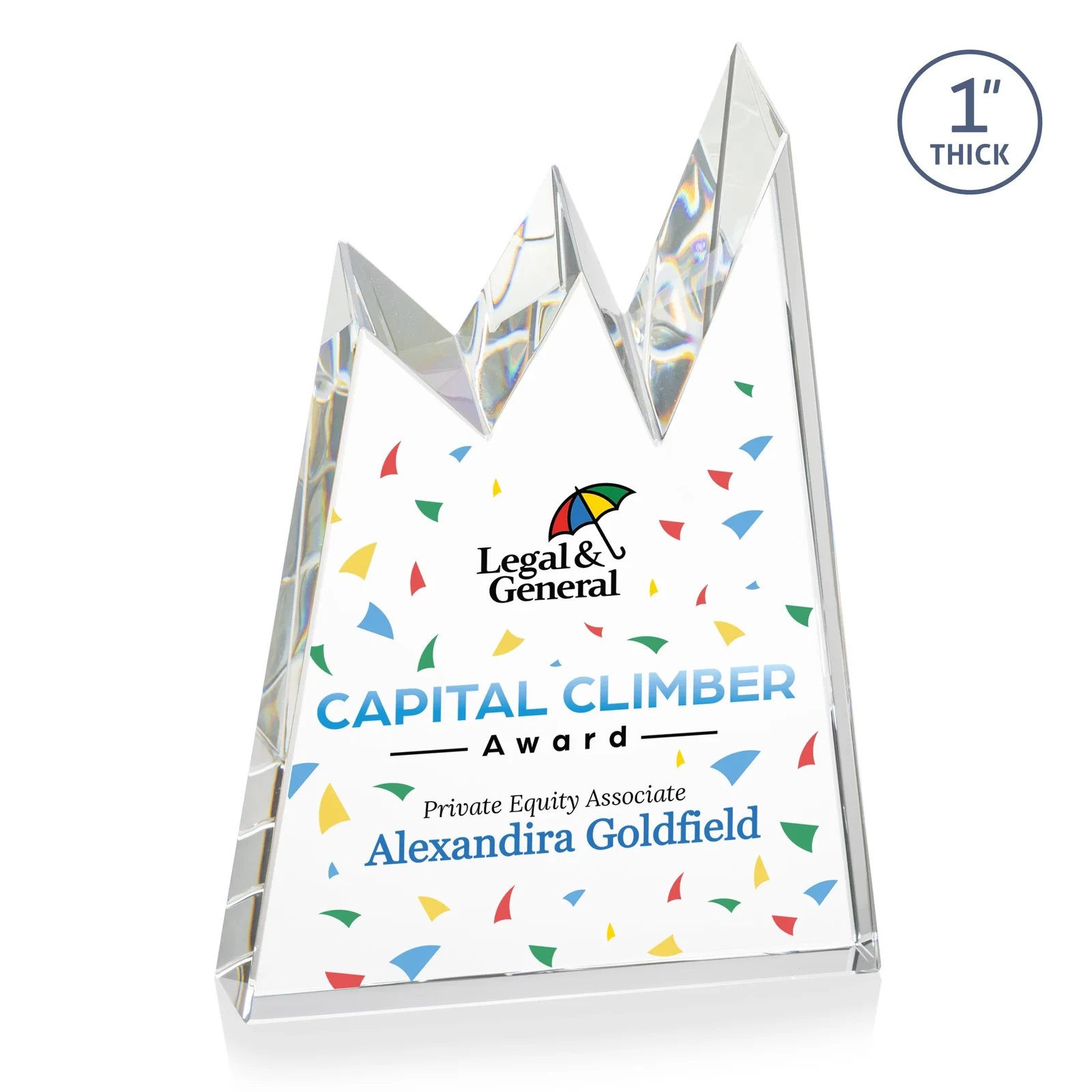 Promotional Optical Crystal Award with Chiseled Jagged Mountain Peaks, awards for employee recognition