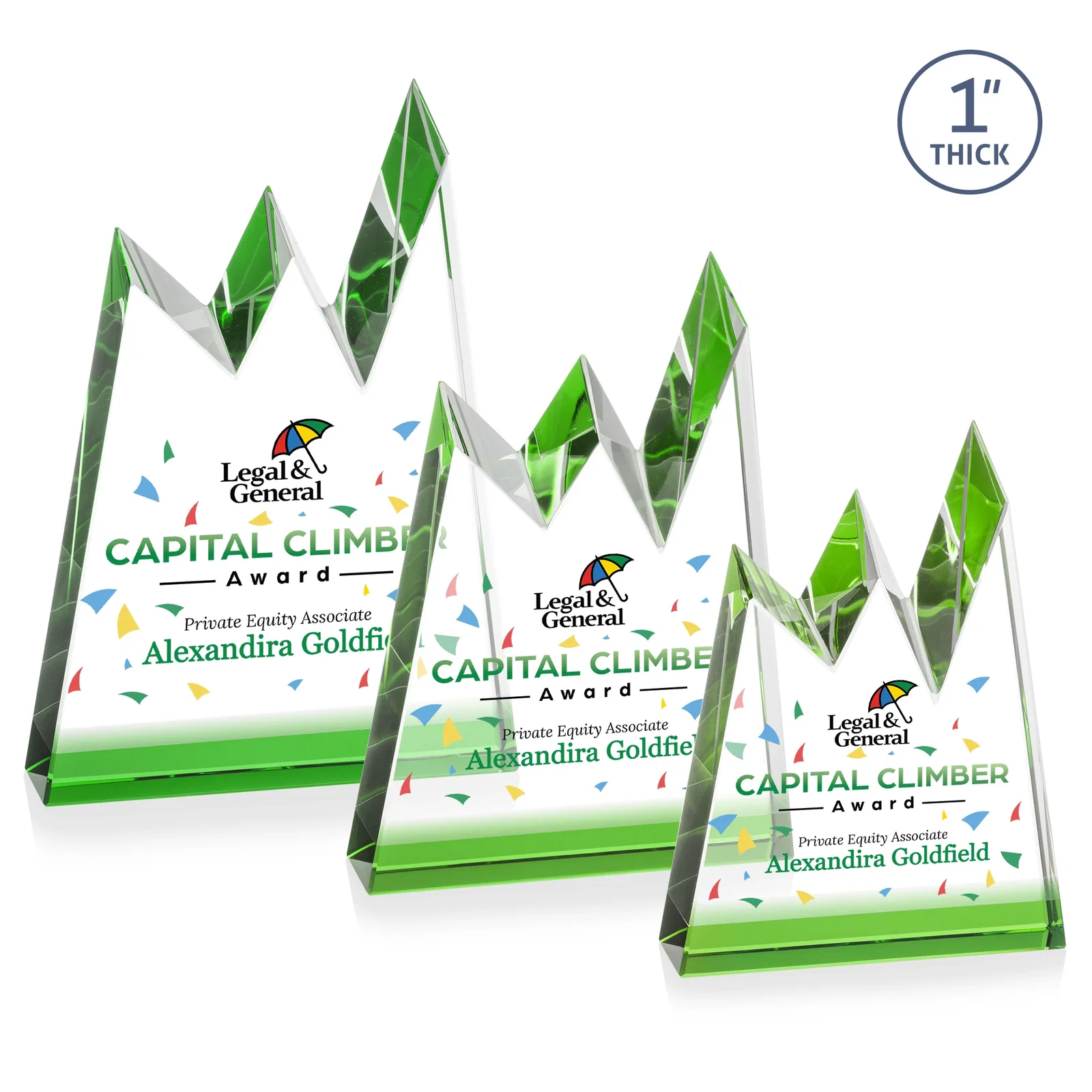 Promotional Optical Crystal Award with Chiseled Jagged Mountain Peaks, awards for corporate award ceremonies