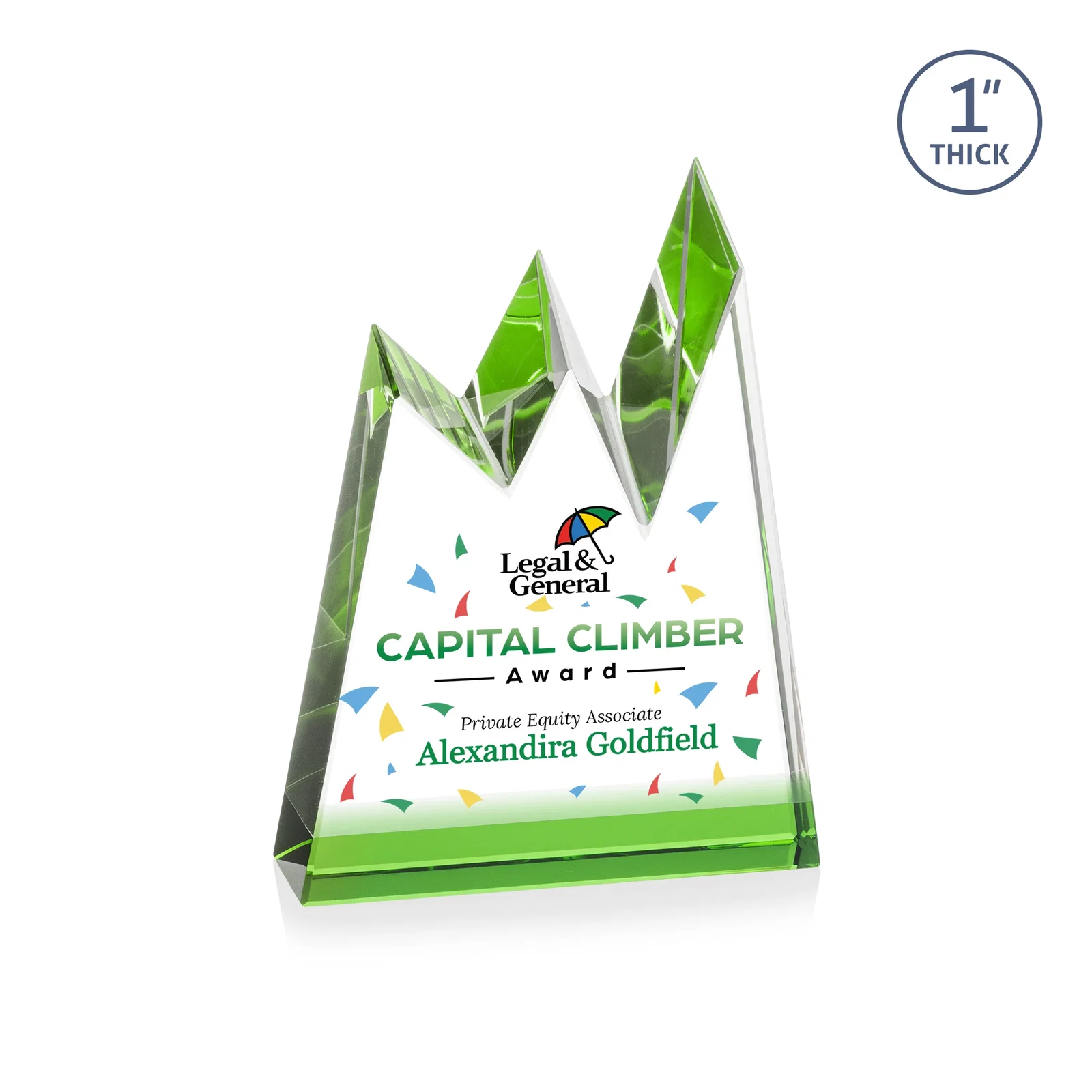 Promotional Optical Crystal Award with Chiseled Jagged Mountain Peaks, awards for service anniversary gifts