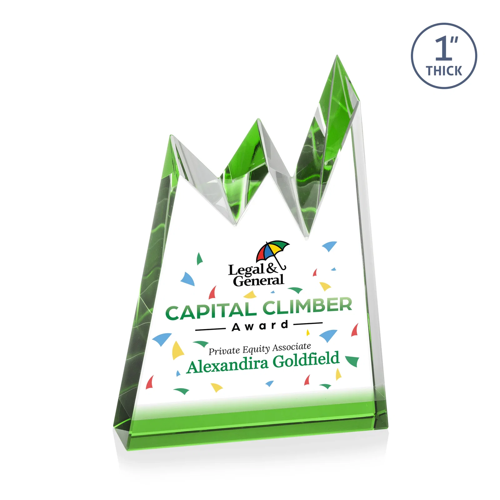 Promotional Optical Crystal Award with Chiseled Jagged Mountain Peaks, awards for sales achievement awards