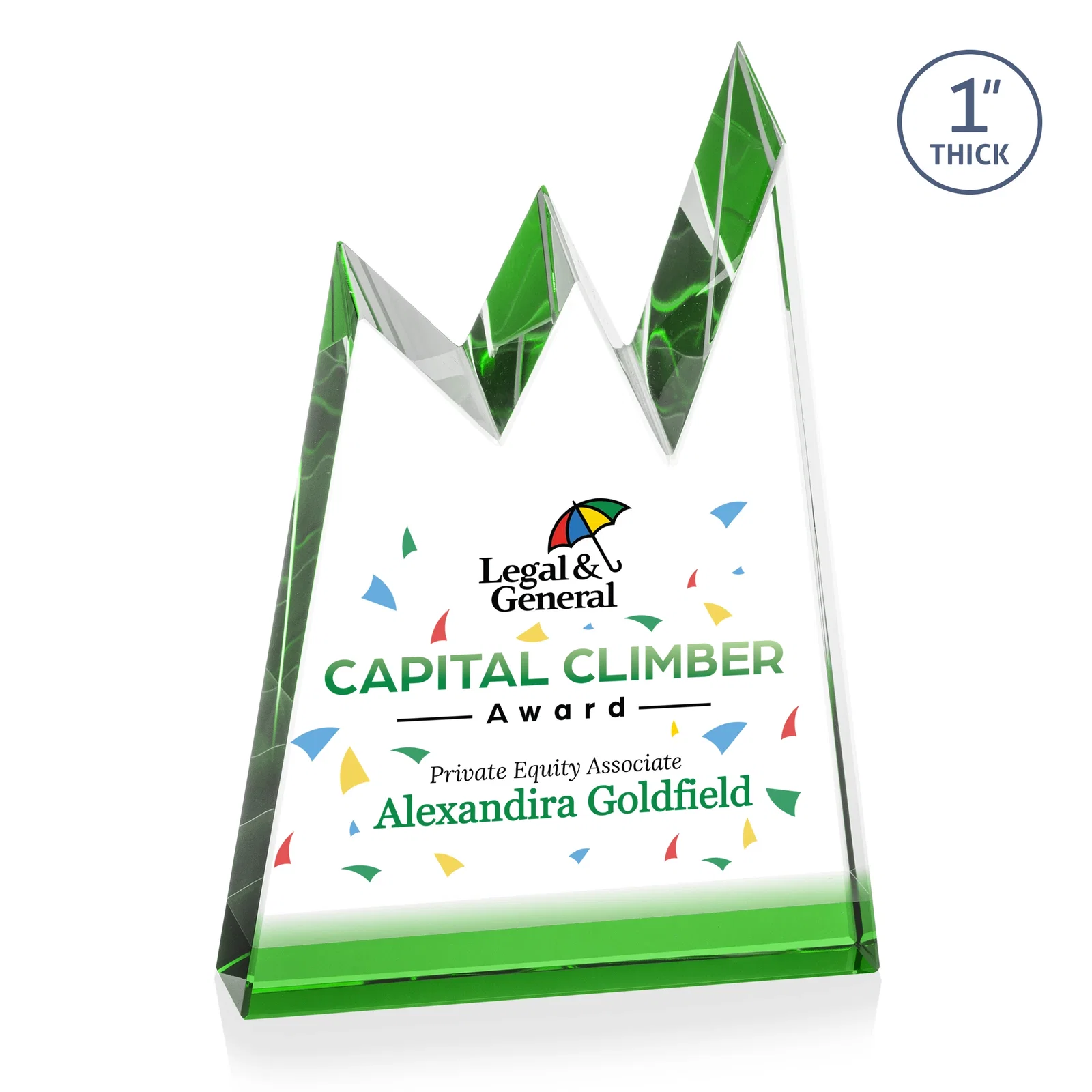 Promotional Optical Crystal Award with Chiseled Jagged Mountain Peaks, awards for retirement presentations