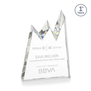 Optical Crystal Award with Chiseled Jagged Mountain Peaks