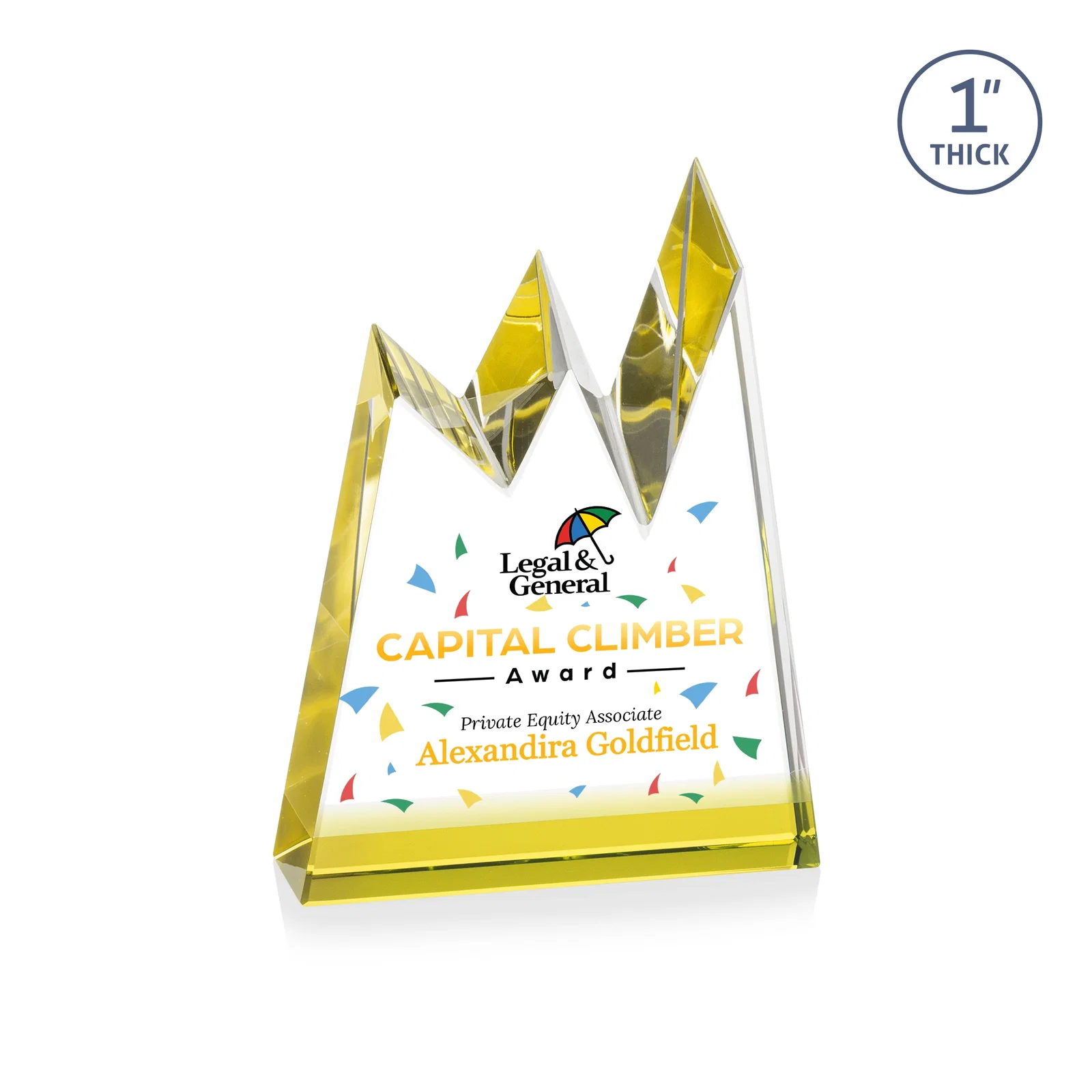 Promotional Optical Crystal Award with Chiseled Jagged Mountain Peaks, awards for donor appreciation