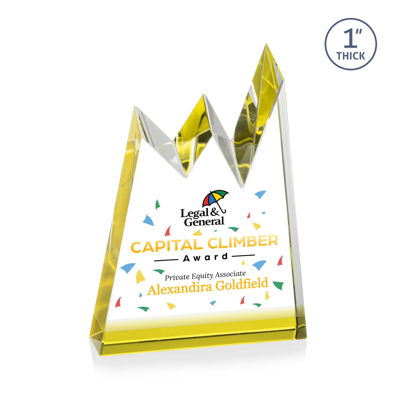 Promotional Optical Crystal Award with Chiseled Jagged Mountain Peaks, awards for graduation ceremonies