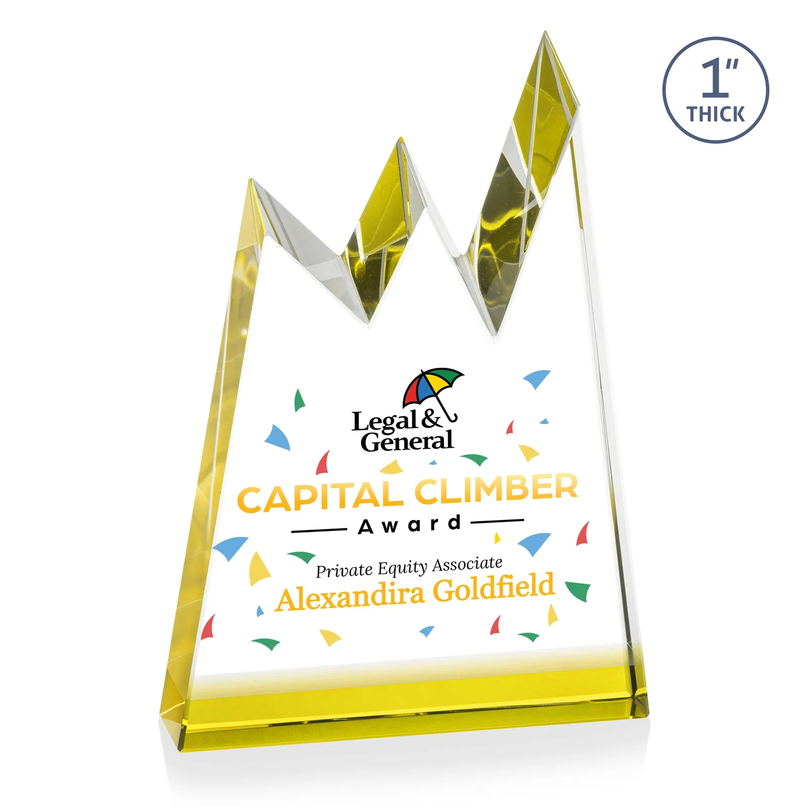 Promotional Optical Crystal Award with Chiseled Jagged Mountain Peaks, awards for safety achievement programs