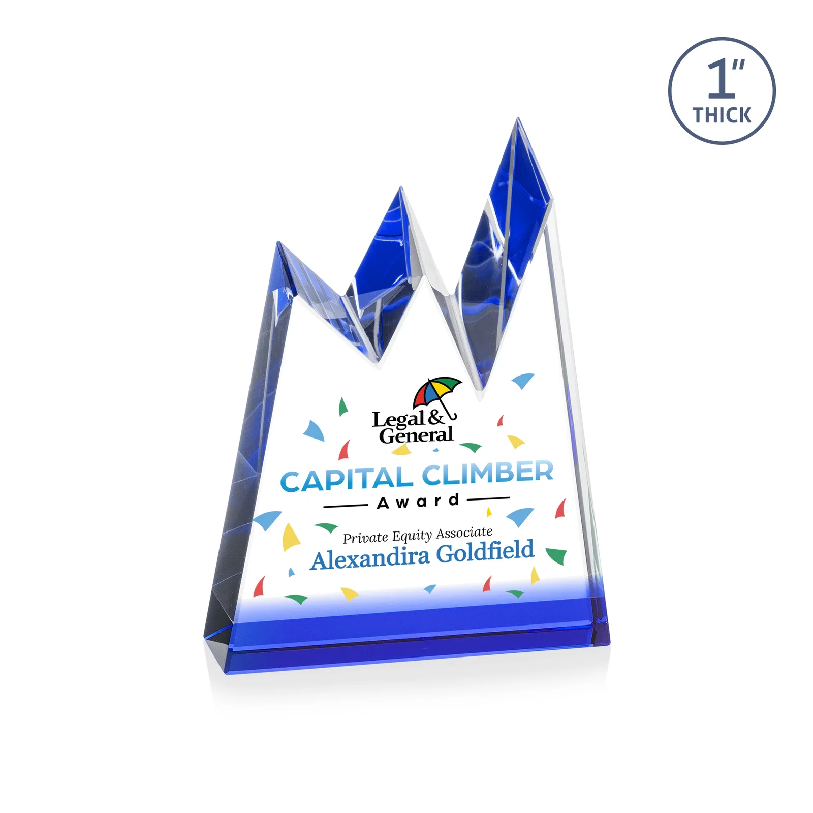Promotional Optical Crystal Award with Chiseled Jagged Mountain Peaks, awards for dealer and partner awards