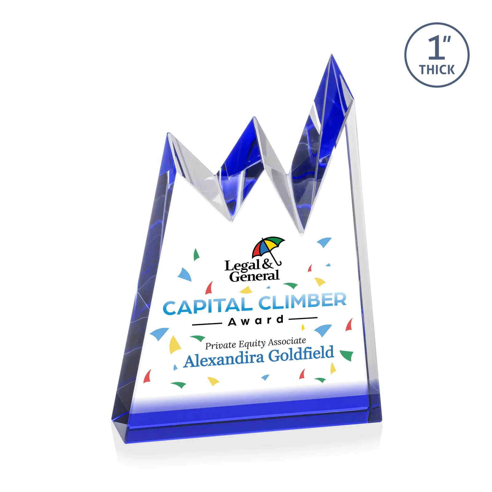 Promotional Optical Crystal Award with Chiseled Jagged Mountain Peaks, awards for company anniversary events