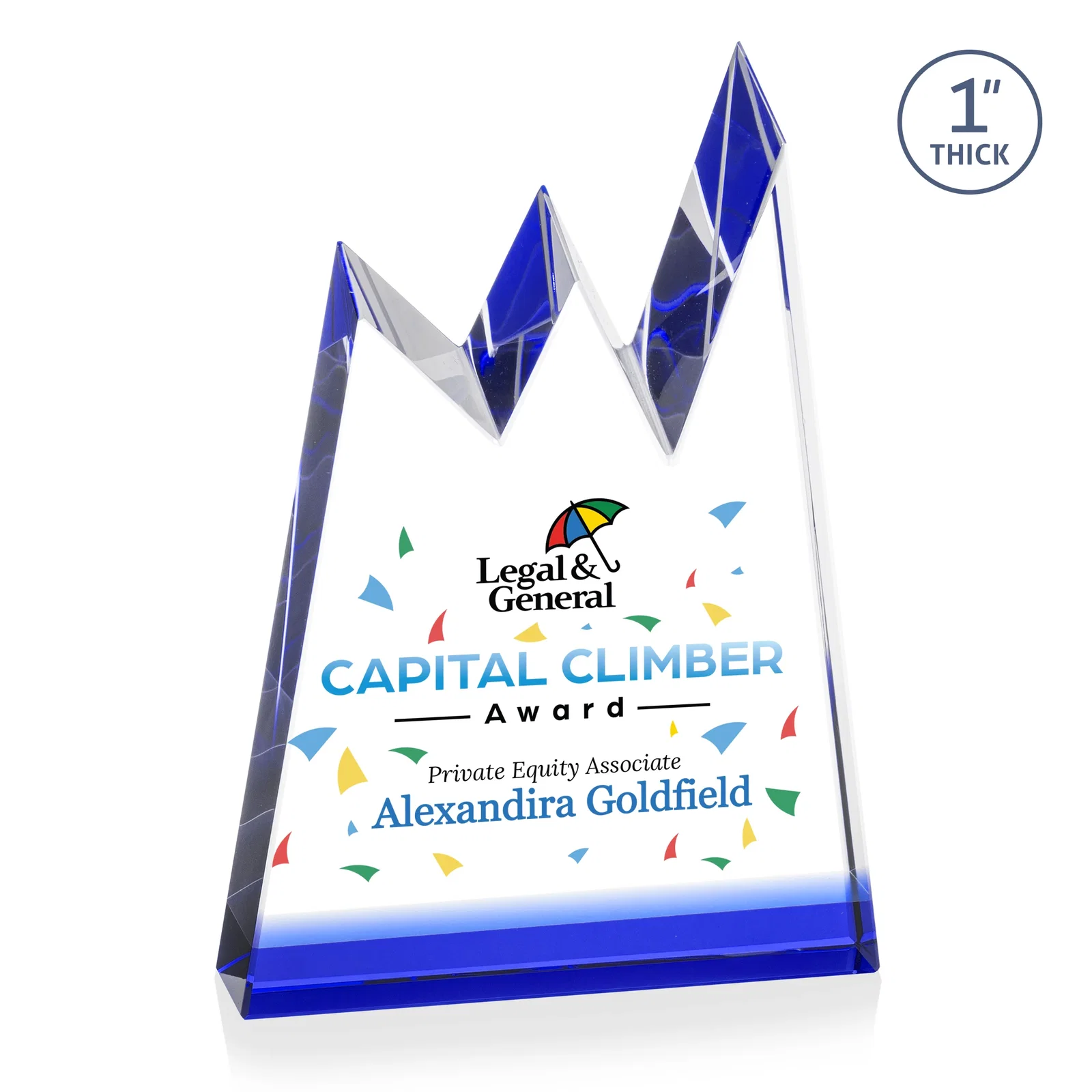 Branded Optical Crystal Award with Chiseled Jagged Mountain Peaks, awards for employee recognition