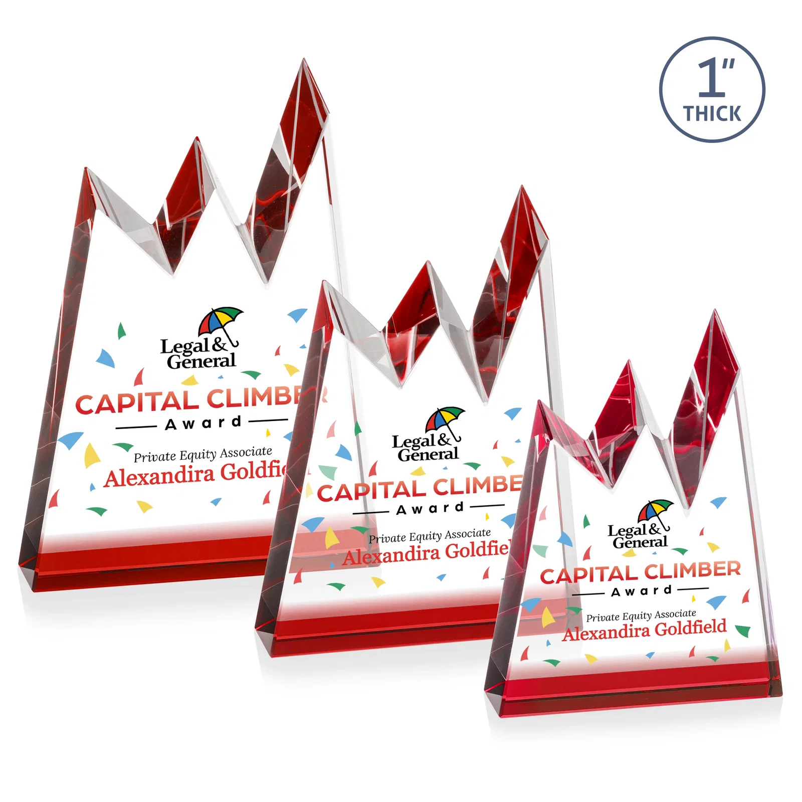 Branded Optical Crystal Award with Chiseled Jagged Mountain Peaks, awards for corporate award ceremonies