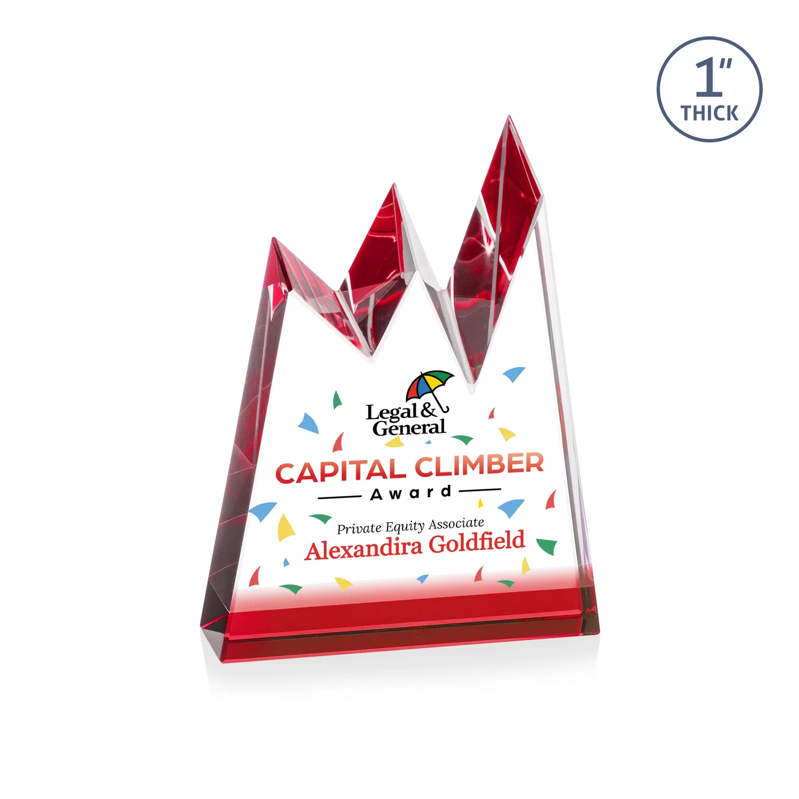 Branded Optical Crystal Award with Chiseled Jagged Mountain Peaks, awards for service anniversary gifts
