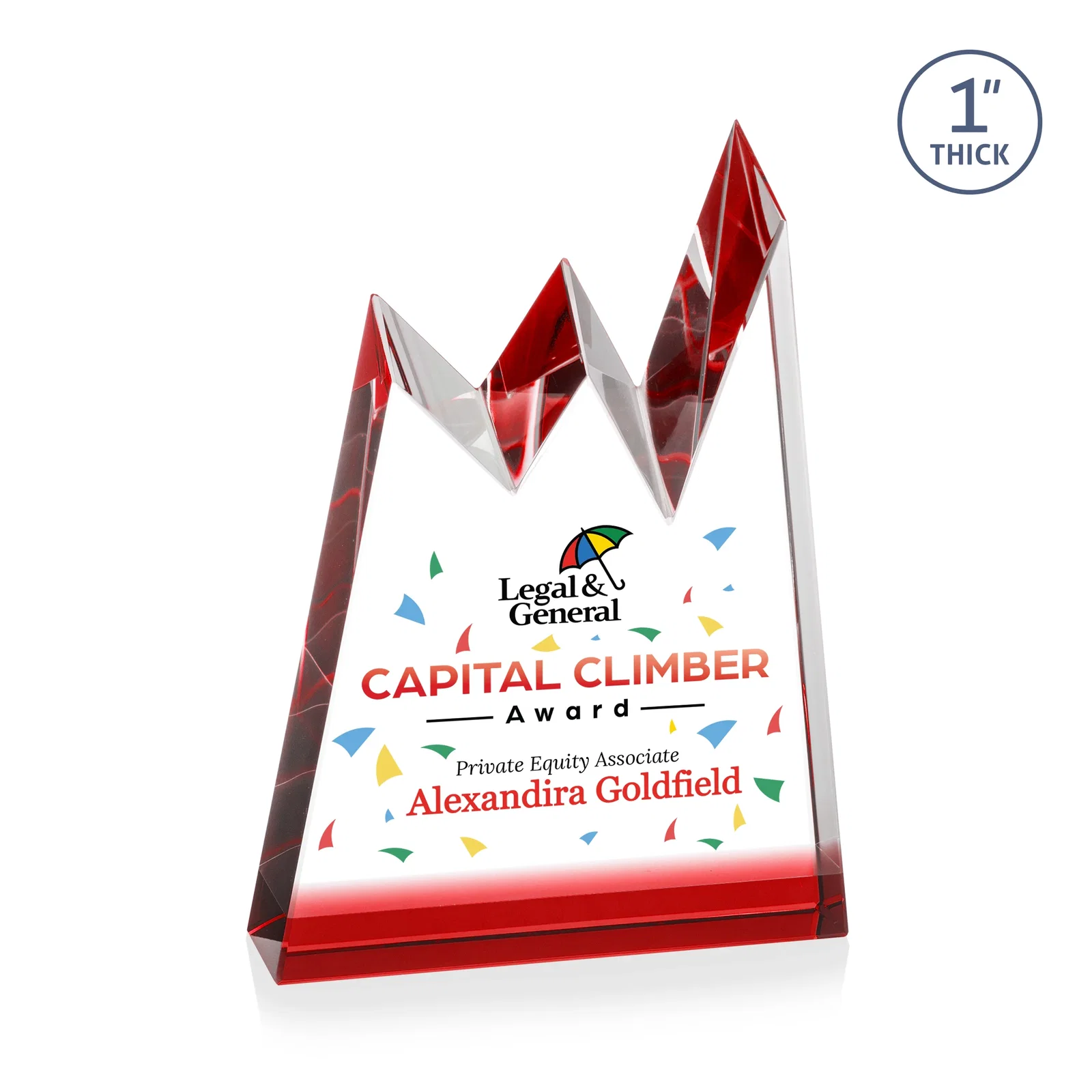 Branded Optical Crystal Award with Chiseled Jagged Mountain Peaks, awards for sales achievement awards