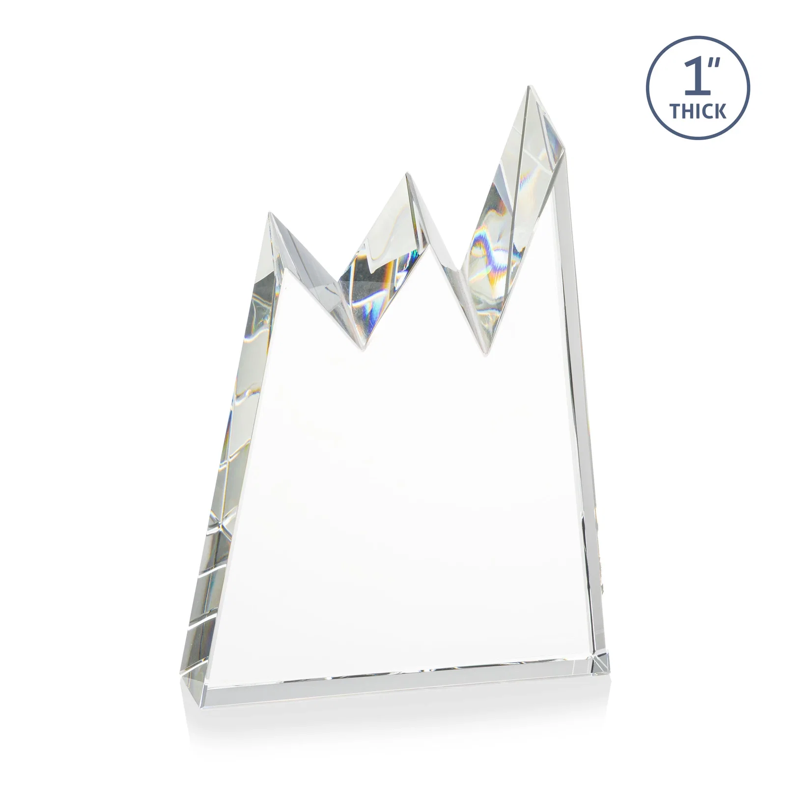 Branded Optical Crystal Award with Chiseled Jagged Mountain Peaks, awards for graduation ceremonies