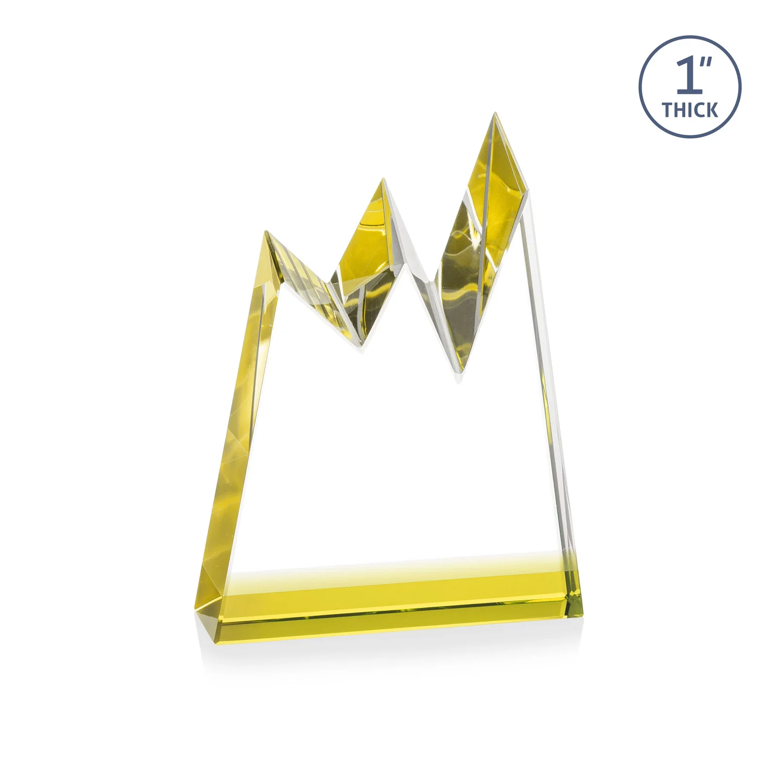 Custom printed Optical Crystal Award with Chiseled Jagged Mountain Peaks, awards for employee recognition