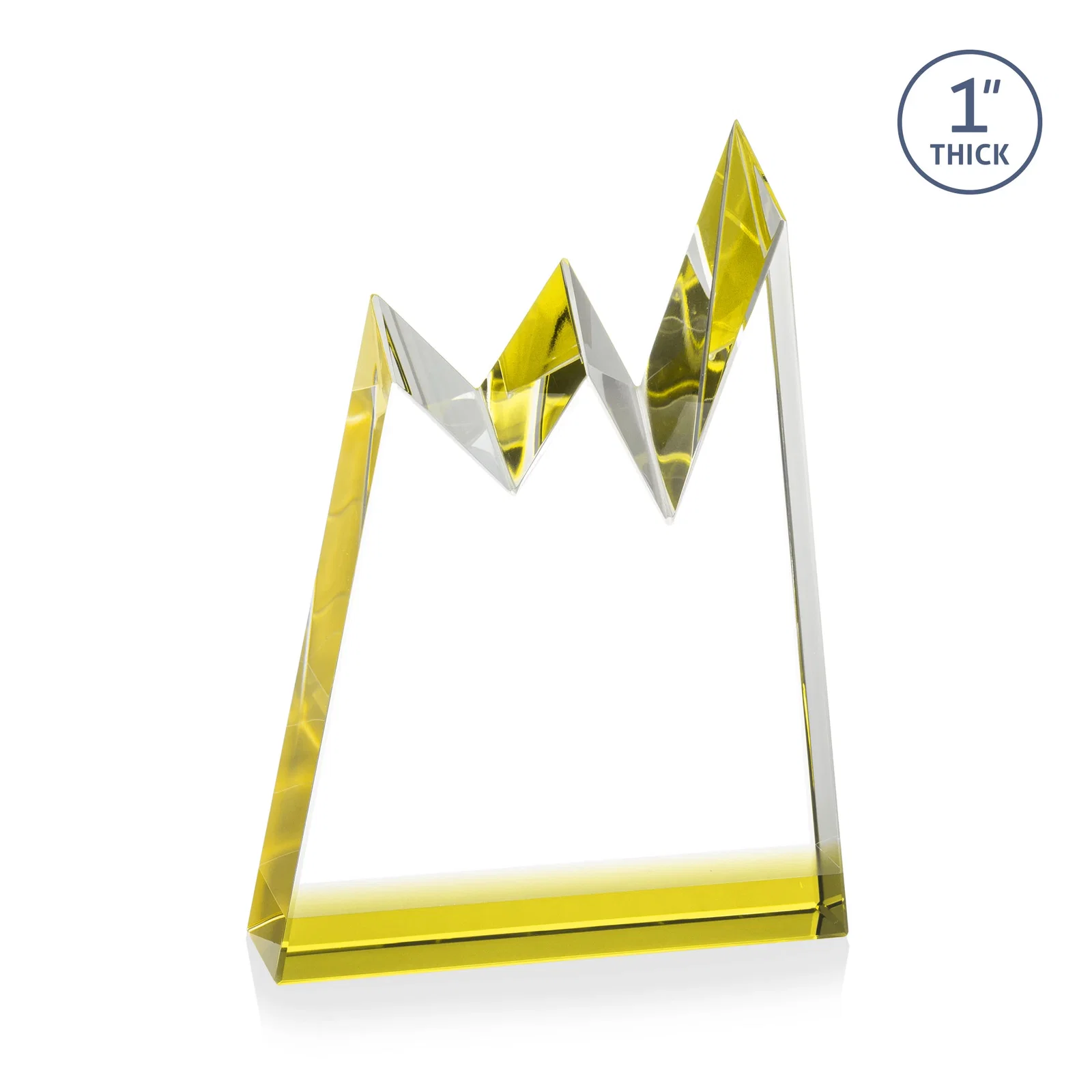 Custom printed Optical Crystal Award with Chiseled Jagged Mountain Peaks, awards for corporate award ceremonies
