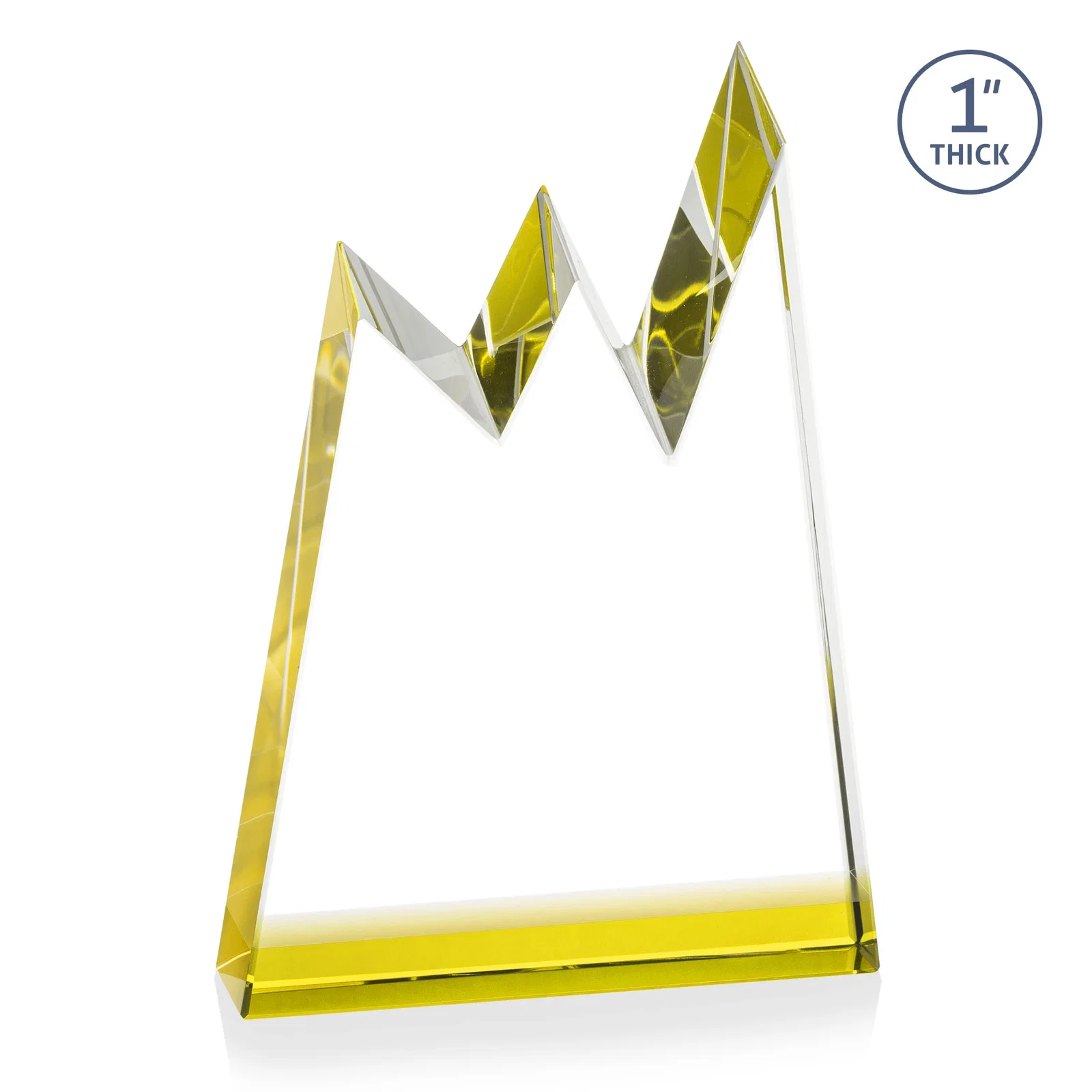Custom printed Optical Crystal Award with Chiseled Jagged Mountain Peaks, awards for service anniversary gifts