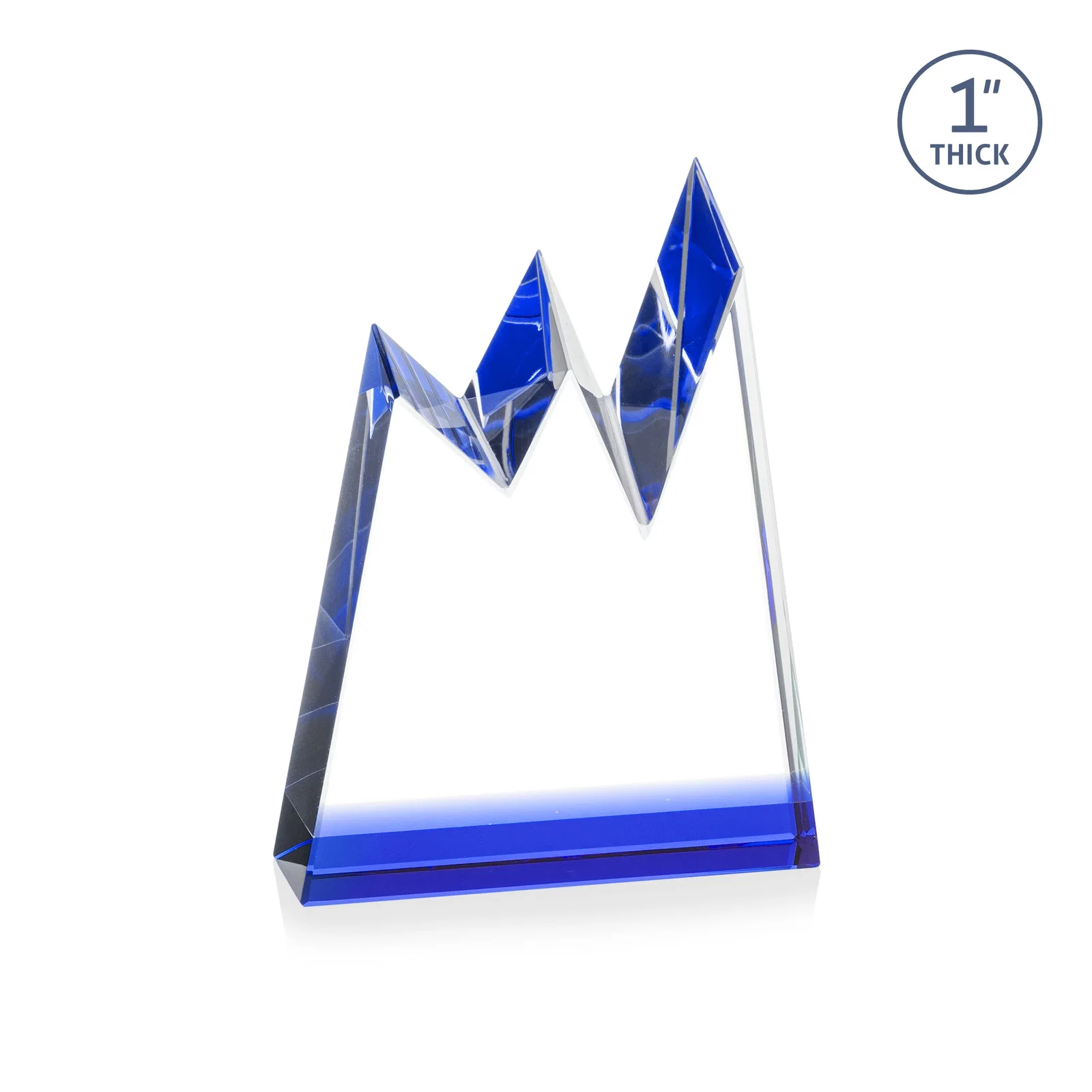 Custom printed Optical Crystal Award with Chiseled Jagged Mountain Peaks, awards for sales achievement awards