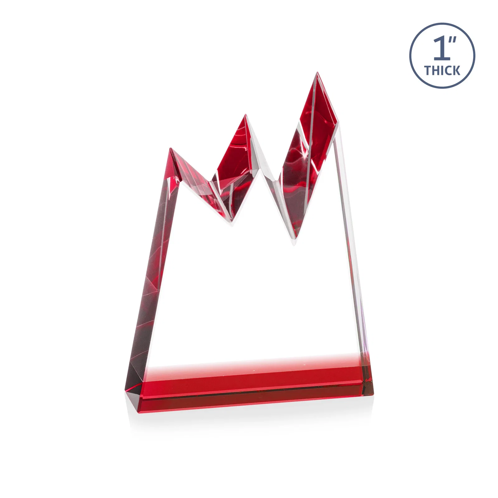 Custom printed Optical Crystal Award with Chiseled Jagged Mountain Peaks, awards for donor appreciation