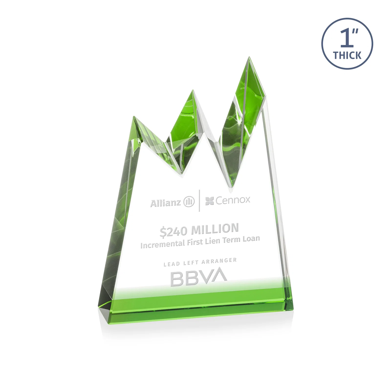 Custom Optical Crystal Award with Chiseled Jagged Mountain Peaks, awards for donor appreciation