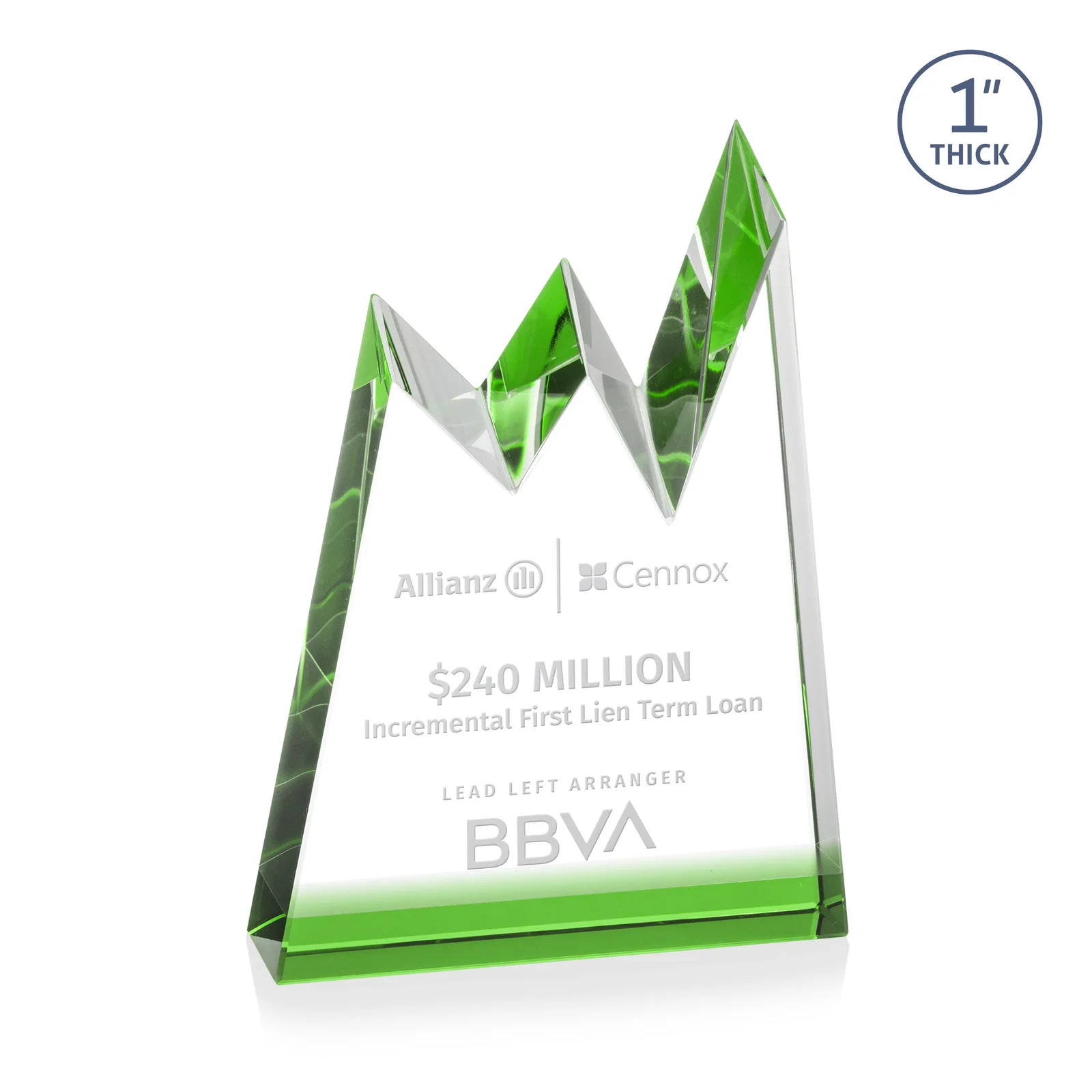 Custom Optical Crystal Award with Chiseled Jagged Mountain Peaks, awards for graduation ceremonies