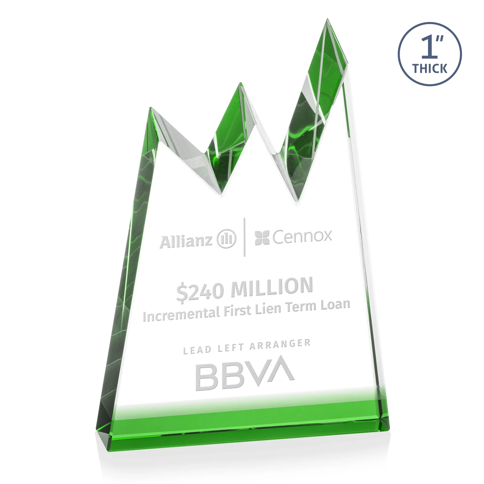 Custom Optical Crystal Award with Chiseled Jagged Mountain Peaks, awards for safety achievement programs