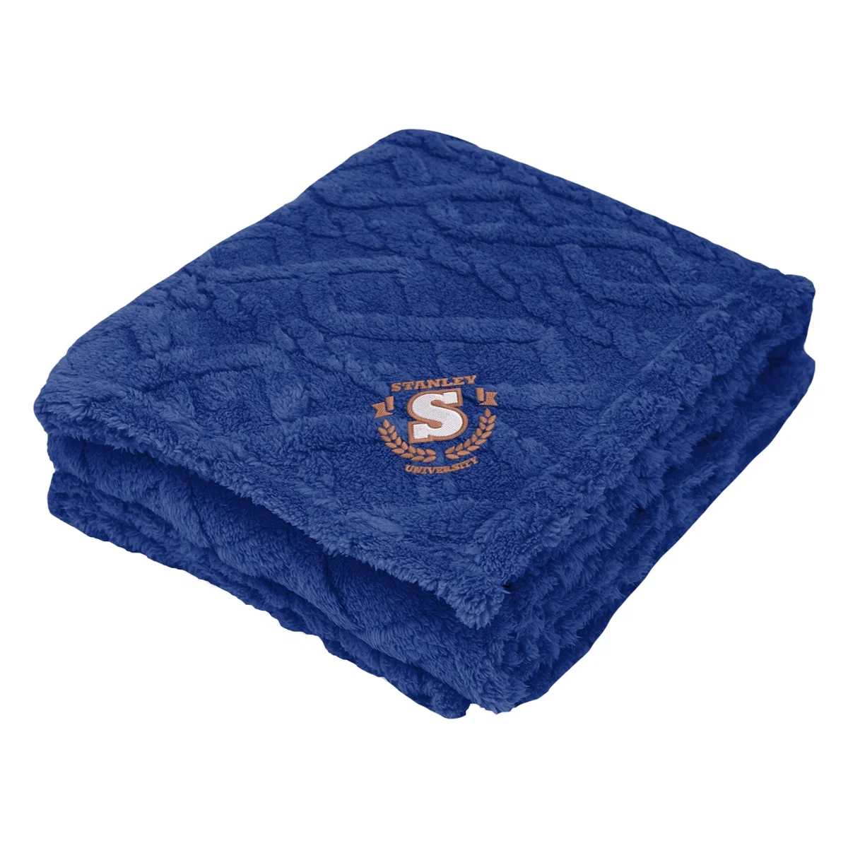 Rolled throw showing its plush reverse texture along the edge
