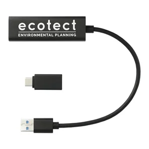 Custom Branded 4-Port USB 3.0 Hub with Type C Adapter