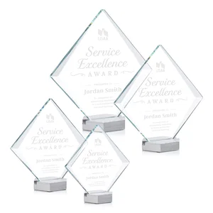 Starfire Crystal Diamond Award Tilted on Aluminum Base