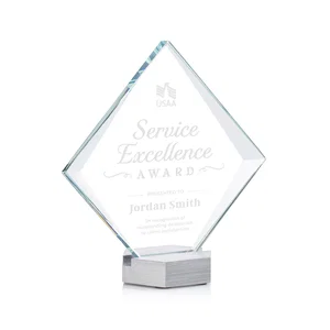 Starfire Crystal Diamond Award Tilted on Aluminum Base