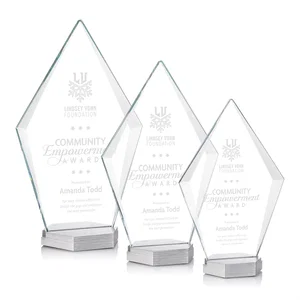 Starfire Crystal and Aluminum Diamond Award with Large Decoration Area