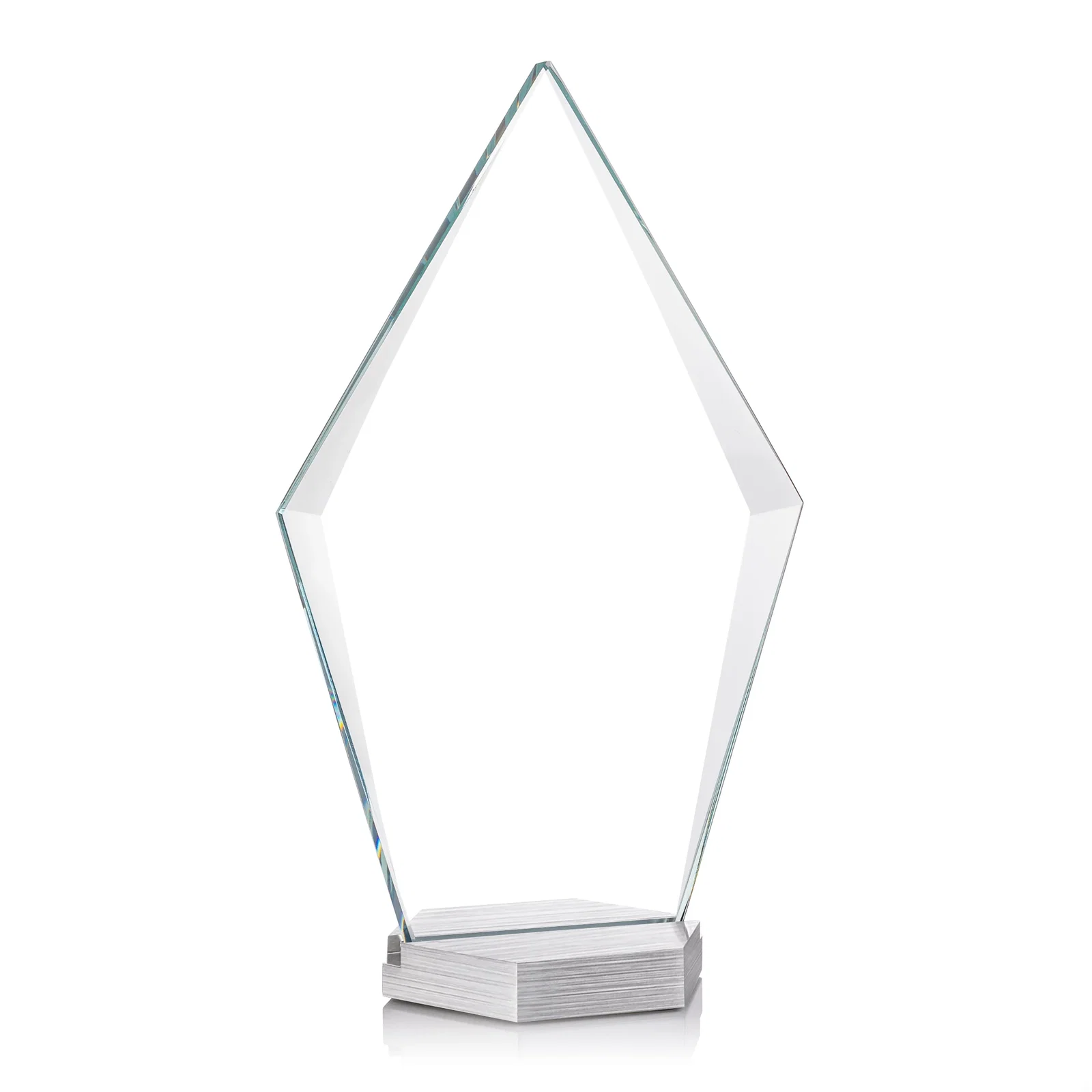 Personalized Starfire Crystal and Aluminum Diamond Award with Large Decoration Area for corporate award ceremonies