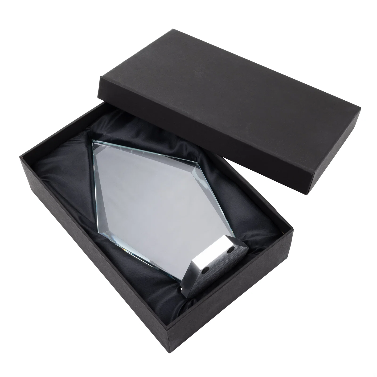 Custom Starfire Crystal and Aluminum Diamond Award with Large Decoration Area for retirement presentations