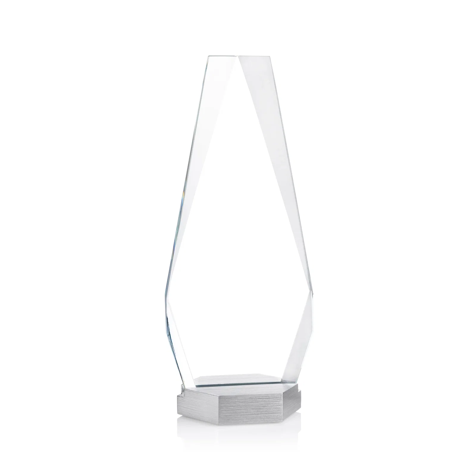 Custom Starfire Crystal Award with Precision-Cut Facets on Aluminum Base, metal awards for company anniversary events