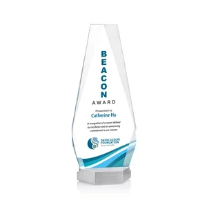 Starfire Crystal Award with Precision-Cut Facets on Aluminum Base