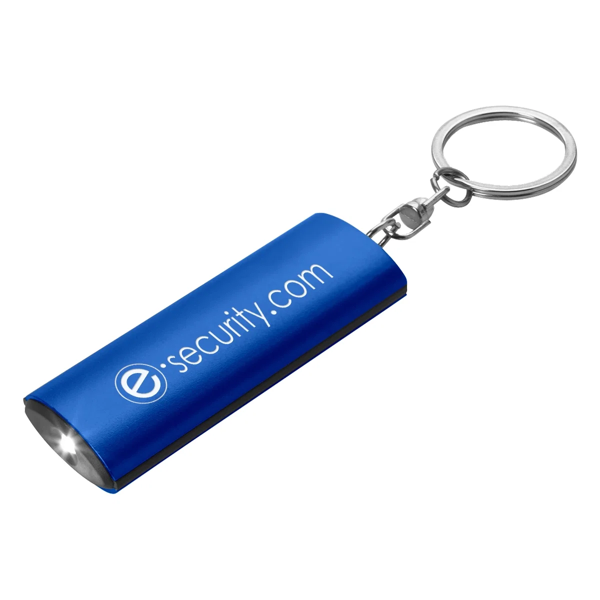 Aluminum keychain flashlight standing two and a half inches tall
