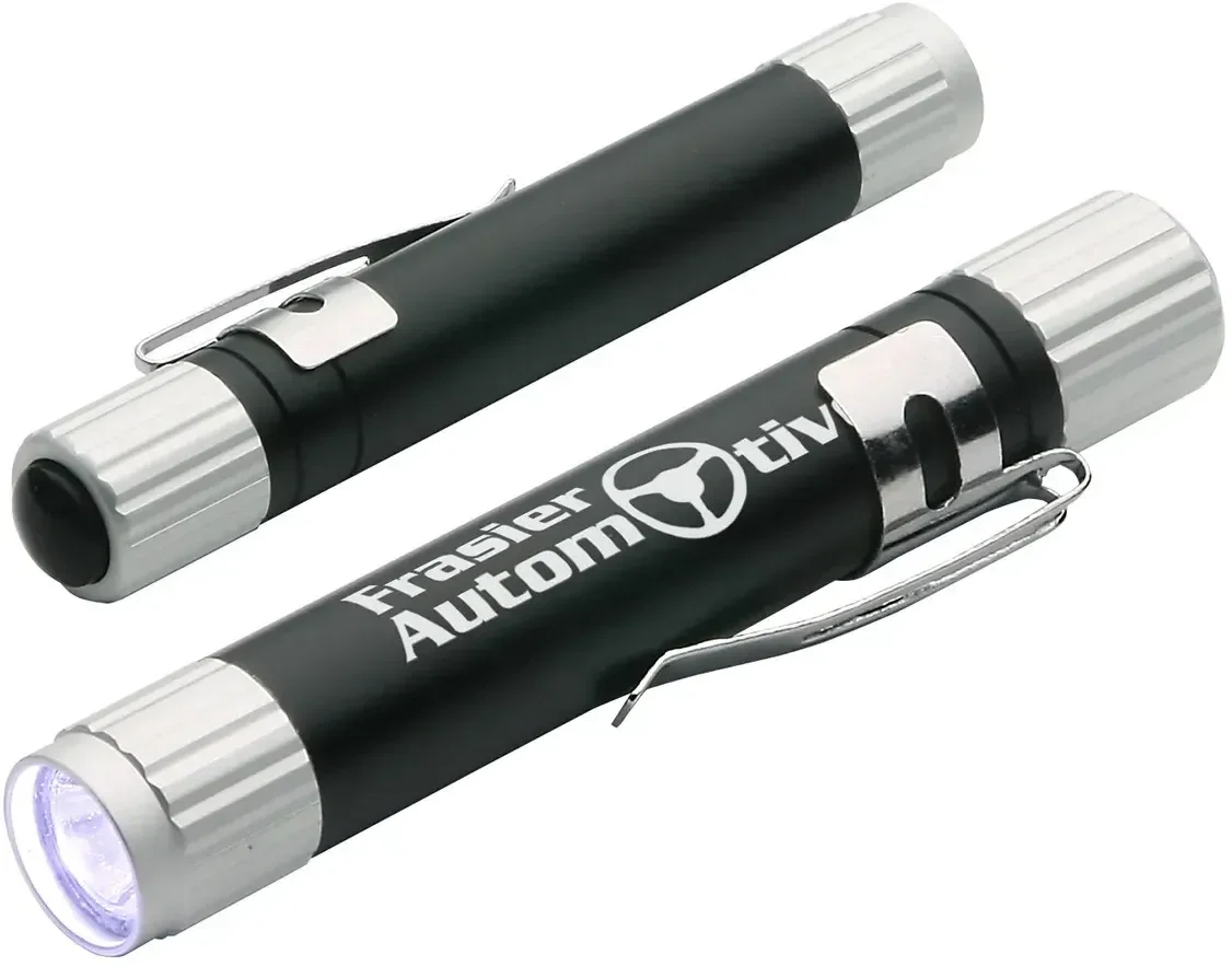 Promotional LED penlight showing focused beam